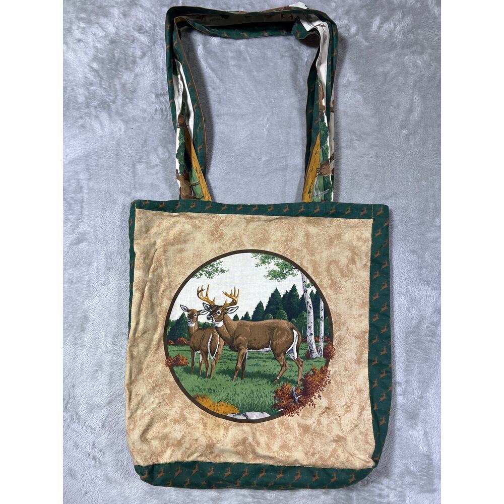Handmade Deer Outdoors Print Tote Bag Nature Forest Shoulder Bag Canvas Style - Picture 3 of 10